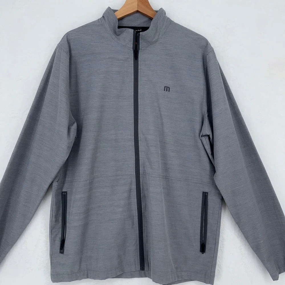 Travis Mathew Above Board Full Zip Jacket L Gray Mesh Lined Golf Active Athletic - Picture 4 of 10